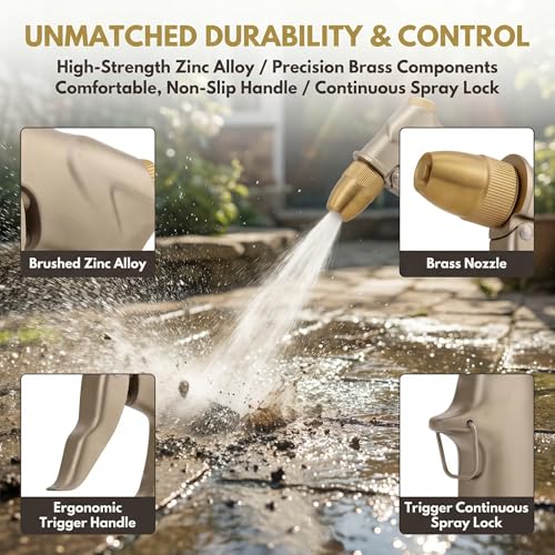 Garden hose nozzle spray, heavy metal high-pressure water gun, rotating can obtain different types of spray, watering plants and lawn, car washing, yard and pets (Short nozzle quick connection) - style: Short nozzle quick connection