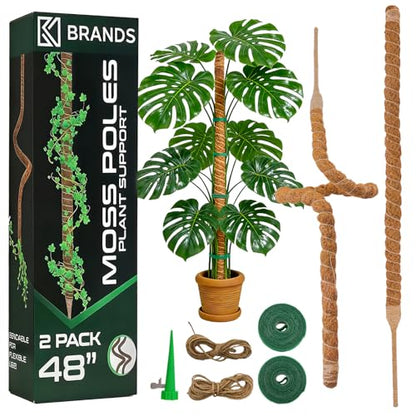 2 Pack 48" Monstera Plants Bendable Moss Pole for Climbing