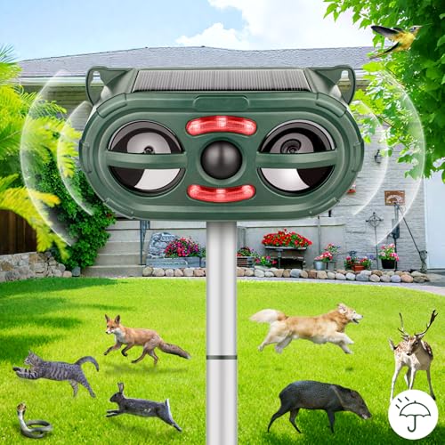 Solar Deer Repellent Devices with Motion Sensor, Ultrasonic Sound and LED