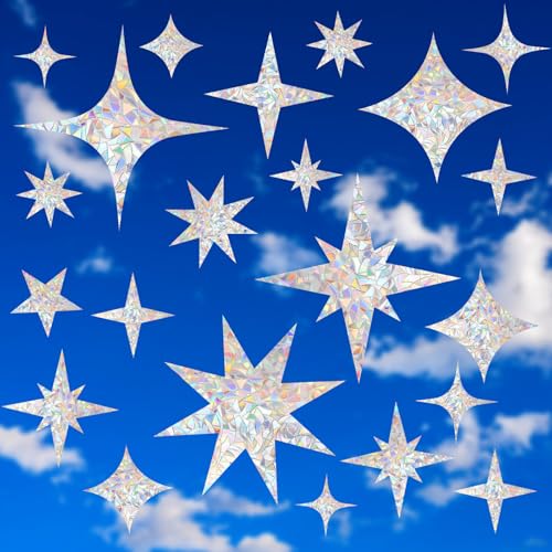 YUOROS 48 Pcs Window Clings Prevent Birds from Hitting Windows - color: Star