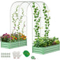 DoCred 3 in 1 Raised Garden Bed with 87"H Arch Trellis 4x2x1 Ft (Rectangle) - color: Green