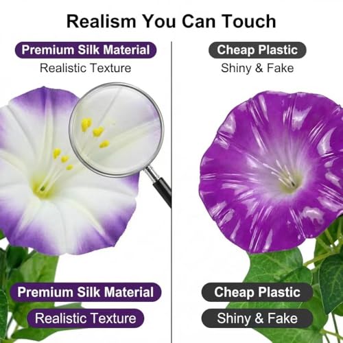 Qfglly 6 Bundles Artificial Morning Glories Silk UV Resistant12 Outdoor