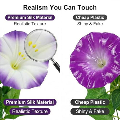 Qfglly 6 Bundles Artificial Morning Glories Silk UV Resistant12 Outdoor