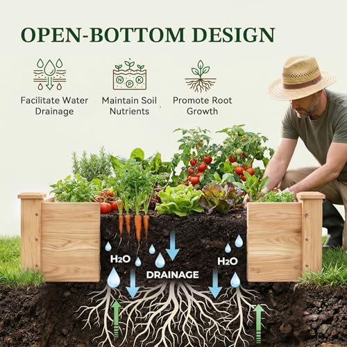 Raised Garden Bed Wooden Planter Box for Vegetables/Flowers, Wood - color: Natural Wood