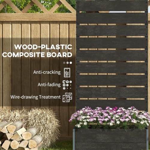 Outsunny Raised Garden Bed with Trellis, 28.25" x 15" x 59", Black - color: Black, size: 28.25" x 15" x 59"