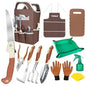 Brown Garden Tools Set 26-Piece, Gardening Gifts for Women Men - color: brown-26pcs