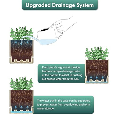 Phoenix Vine 4 Inch Planter Pot with Drainage Hole & Saucer, Deep Water Catch Tray, Straight Cylindrical Round Pot for Plants, Oatmeal, Pack of 6, 23-E-R-6 - color: Oatmeal, size: 4" (6 Pack)