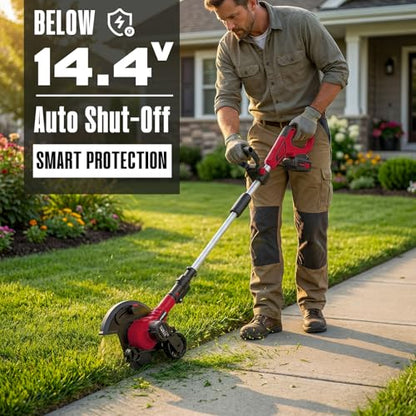 Brushless Lawn Edger Compatible with Milwaukee 18v Battery, Electric Cordless Edger/Trencher (Tool ONLY) 9’’ Blade, 3 Position Adjustable Depth, 180°Handle, Lightweight with Rear Wheel for Landscaping
