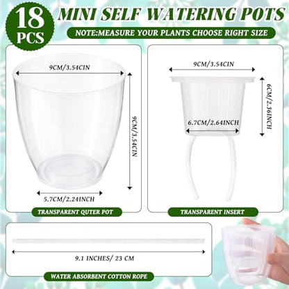 Self Watering Plant Pots, 3.5'', Transparent, 18 Pcs - color: Transparent, size: 3.5''