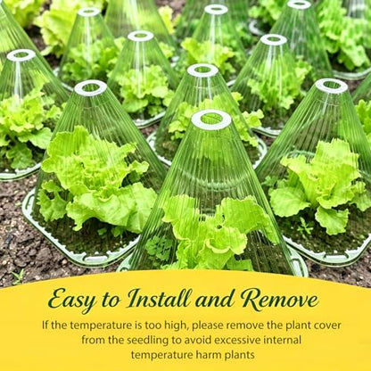 Fshow 40 Pack Garden Cloches for Plants, Reusable Bell Plant Cover, Plant Covers Protectors from Animals Snails/Birds/Chickens/Insect(Diameter:7.5" Height: 9") - color: dark green 40pcs