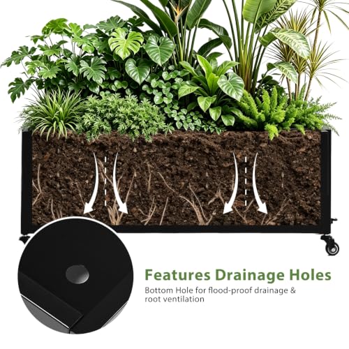 Pia Ricco Planter Box with Trellis, Privacy Planter for Climbing Plants - color: Black-louvered, size: Medium