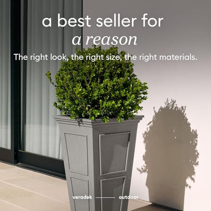 Veradek Brixton Series Planter - Tall Outdoor Planter with Shelf - color: Gray, size: 26 inch -2 Pack