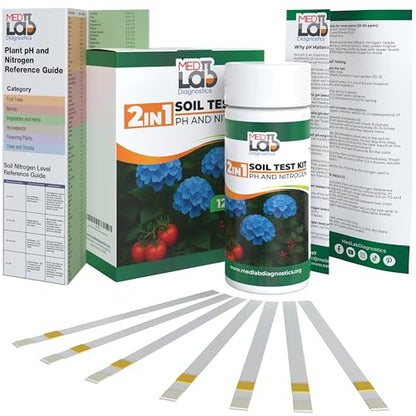 Med Lab Soil Test Kit, 2-in-1 Soil Nitrogen & PH Test Strips