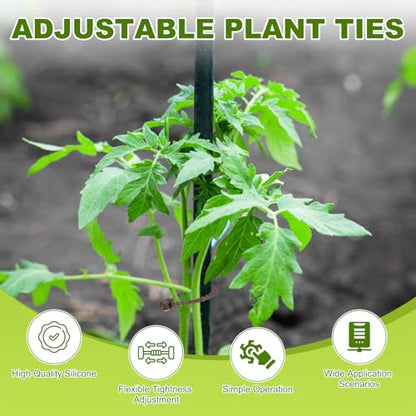 M METERXITY 24-Pack Adjustable Plant Ties, 4.7/5.9/6.7/8.2 Inch Silicone Flexible Multi-Function Garden Twist Tie for Crafts/Gift Wrapping/Gardening Plants, Reusable Support Twine [Brown] - color: Brown