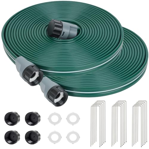 Sprinkler Soaker Hose 25ft 2Pack for Garden Lawn, Watering Pipe with Holes, High-Efficiency Water-Saving Garden Irrigation System, Drip Hose Sprinkler - size: 50FT(25FT*2)