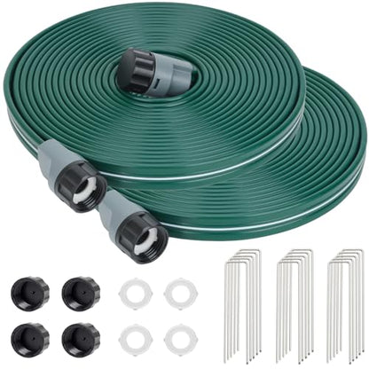 Sprinkler Soaker Hose 25ft 2Pack for Garden Lawn, Watering Pipe with Holes, High-Efficiency Water-Saving Garden Irrigation System, Drip Hose Sprinkler - size: 50FT(25FT*2)