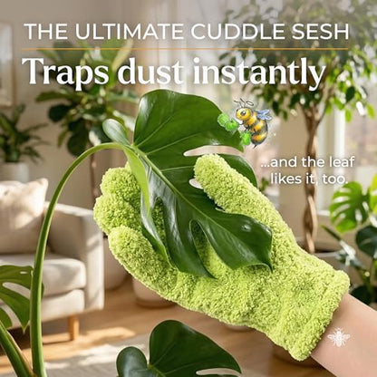 BLESS YOUR SOIL Microfiber Dusting Gloves for Plants, Premium Leaf Cleaning Gloves for Houseplants - Reusable, Lint Free