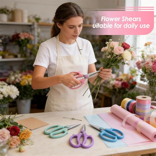 4PCS Flower Scissors, Stainless Steel Garden Shears (Slender) - size: 4PCS Slender