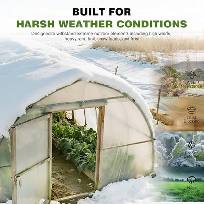 6 Mil Plastic Sheeting, 12x25 FT, Greenhouse Plastic,Heavy Duty - size: 12x25 FT