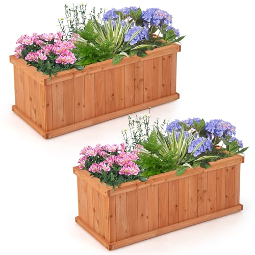 HAPPYGRILL 2 Raised Garden Bed with Detachable Bottom Panels - color: Orange, size: 31” x 14” x 12”