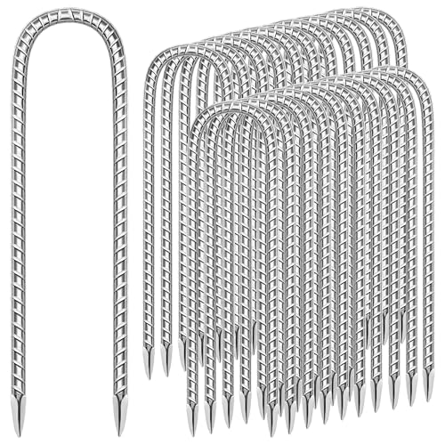 22 Pack Ground Garden Rebar Stakes Rebar 12 Inch Anti-Rust Galvanized Steel U Shape Hook Heavy Duty Ground Anchors for Tents, Position Kits,Fences, and Trampolines Landscape Fabric - color: U-12'' 6mm 22pcs SL