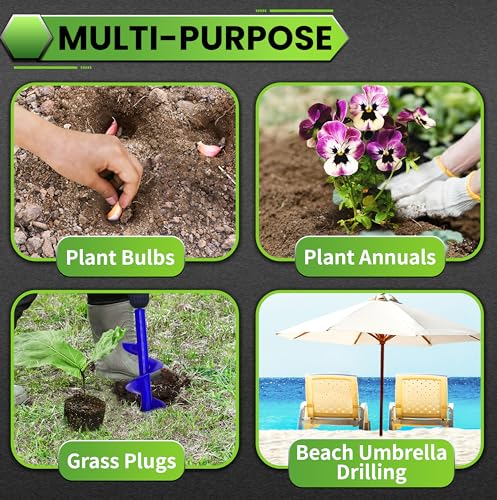 Auger Drill Bit for Planting - 3.5"X16" Heavy-Duty Garden Auger Spiral Drill Bit - Bulb Planter Tool & Auger Post Hole Digger - 3/8" Hex Drive Drill - color: blue, size: 3.5"x16"