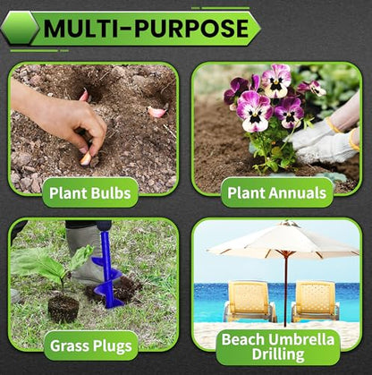 Auger Drill Bit for Planting - 3.5"X16" Heavy-Duty Garden Auger Spiral Drill Bit - Bulb Planter Tool & Auger Post Hole Digger - 3/8" Hex Drive Drill - color: blue, size: 3.5"x16"