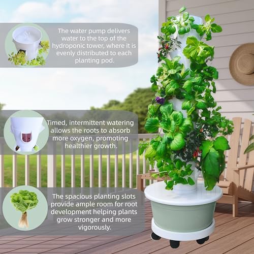 Hydroponic Growing System, Vertical Garden Tower Automatic Timer 36 -Pod