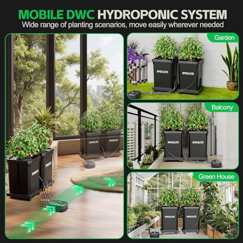 SPECILITE 7 Gallon 2 Buckets DWC Hydroponics Grow System with Wheels