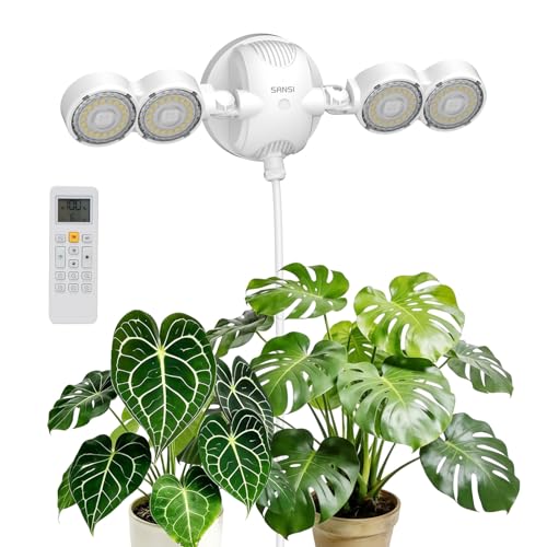 SANSI Wall Mounted Grow Light, 30W Dual Head Full Spectrum with Remote - size: 30W-2800Lumen