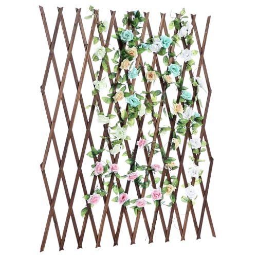 MyGift Expandable Wood Trellis, Wall Lattice Climbing Plant Support
