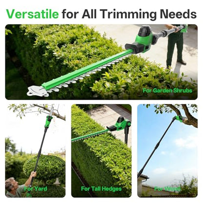 SOYUS 2-in-1 8-Inch Pole Saw & 18-Inch Pole Hedge Trimmer 2x 3.0Ah Battery - color: Clover Green