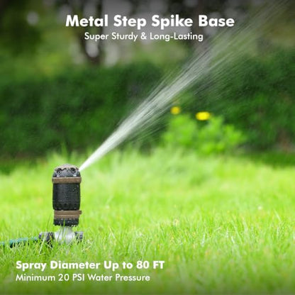 RESTMO Gear Drive Sprinkler with Step Spike Base, Brown - color: Brown, size: 1 Pack