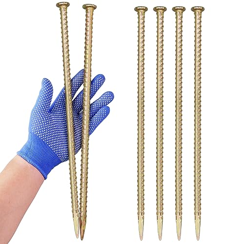 16 Inch Rebar Stakes - 1/2 Inch Diameter Galvanized Steel Ground Anchors - Heavy Duty Plant Support Garden Stake for Speed Bump, Wheel Stop, Tent (6 Pack)