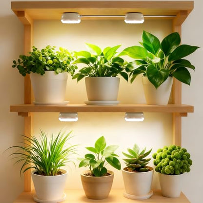 Puck Grow Lights for Indoor Plants, Dual 5W+5W Heads with Timer - size: 2-Head with timer