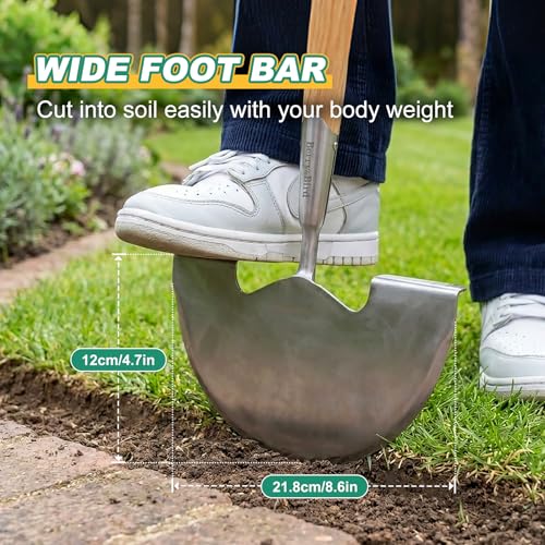 Manual Lawn Edger Tool, 39’’ Stainless Steel Half Moon Edger