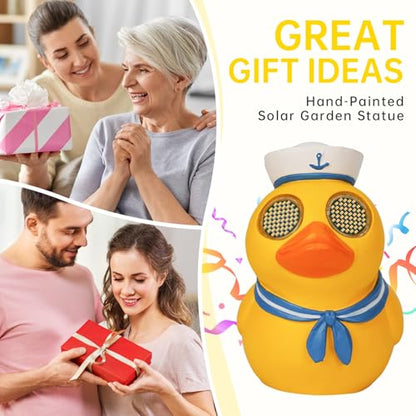 Solar Garden Duck Statue,Animated Moving LED Eyes Outdoor Decor - style: Coastal