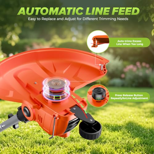 Electric Weed Wacker Eater String Trimmer Weed Whacker Battery Operated 21V - color: Orange