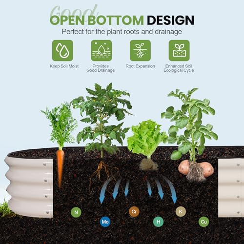 G GOOD GAIN Raised Garden Beds Galvanized, Metal Planter Boxes Kit, White - color: White, size: 8×2×1ft (1 Pack)