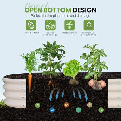 G GOOD GAIN Raised Garden Beds Galvanized, Metal Planter Boxes Kit, White - color: White, size: 8×2×1ft (1 Pack)