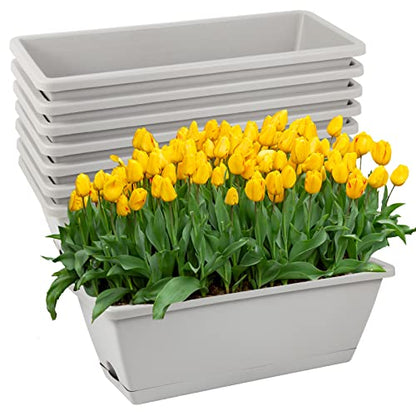 8pcs Window Box Planter,Rectangle Plastic Vegetable Flower Planters Boxes - color: Gray