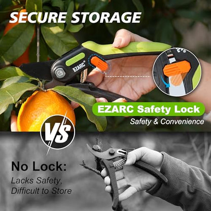 EZARC Bypass Pruning Shears, SK5 Steel Blade, 1 Inch Cut Capacity