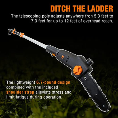 WEN 4019 6-Amp 8-Inch Electric Telescoping Pole Saw, Corded electric - Black&orange - style: Corded 8 in. Pole Saw