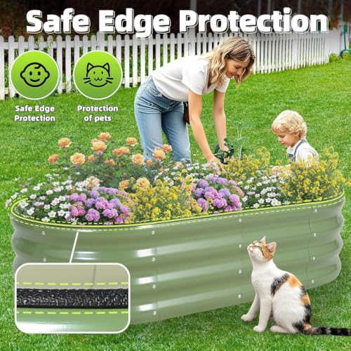 G GOOD GAIN 2Pcs Raised Garden Beds Galvanized, Planter Boxes Kit, Oliver - color: Oliver Green, size: 4×2×1ft (2 Pack)