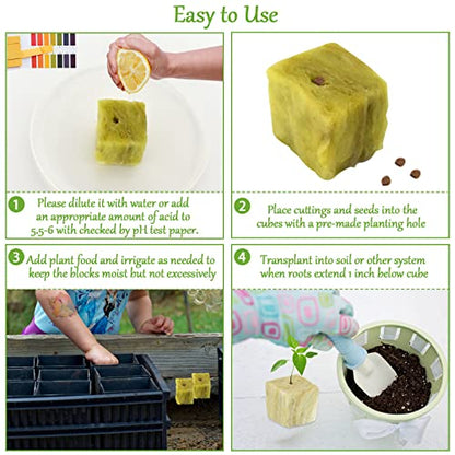 Legigo 2 Inch Rockwool Cubes Seed Starter Plugs for Hydroponics, 96 Plugs - color: 2 Sheet, size: 2" Plugs