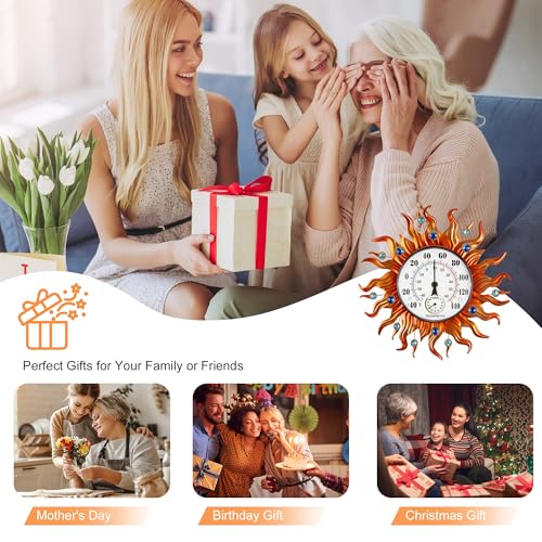 Outdoor Thermometer, Sun Wall Mounted Thermometer Waterproof Decorative