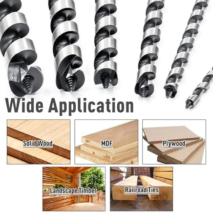 1/2 Inch x 12 Inch Long Ship Auger Drill Bit Set for Wood - size: 1/2"x12"