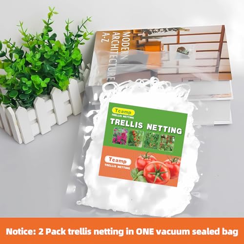 Tcamp Heavy-Duty Polyester Plant Trellis Netting - size: 6" Mesh (5*15 Ft) - 2Pack