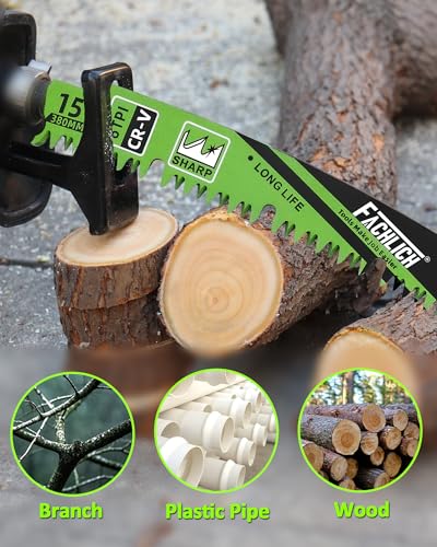 12-Inch Pruning Blades for Wood - Reciprocating Saw Blades Set, FACHLICH Arc Cutting Edge 6TPI Saw Blades for Tree Pruning, Wood Cutting(4 Pack) - size: 300MM(12")