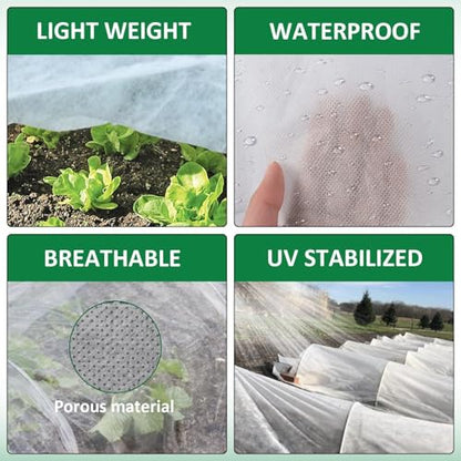 kockuu Plant Covers Freeze Protection, 10ft x 30ft 1.41 oz/yd² Frost Cloth Plant Blankets Floating Row Covers with 20 Stainless Steel Clips for Winter Plants Gardens Frost/Sun Pests Protection, White - color: White Plant Covers, size: 10*30ft